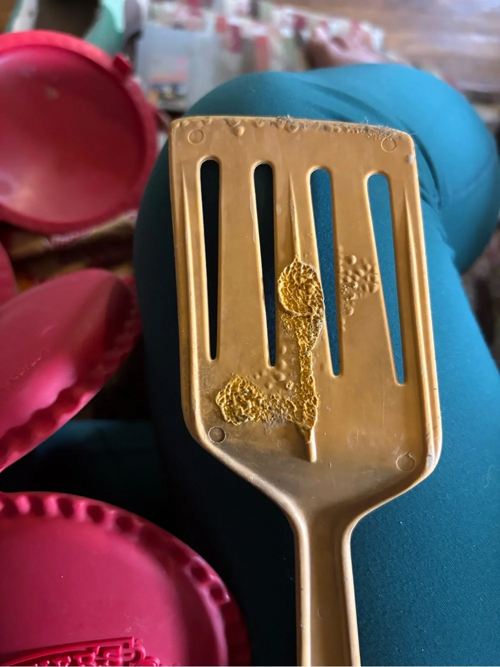 Vintage Mustard Yellow Slotted Spatula